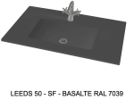 Plan vasque lavabo sur mesure : L 60 à 201 x P 40 à 51 cm, finition lisse mate, 10 couleurs au choix, Anti bactérien, résine Akrytan® teinté dans la masse, Livraison Offerte.